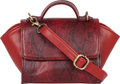 

TARUSA Women Casual Red Genuine Leather Sling Bag