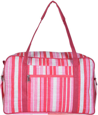 

Jute Cottage Luggage Bag Large Pink Jute Small Travel Bag(Pink)