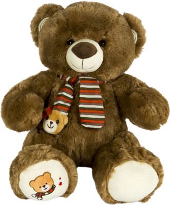 

Dhoom Soft Toys Dark Brown Color Teddy Bear with Muffler Toys for kids above 6 months 40 cm - 40 cm(Multicolor)