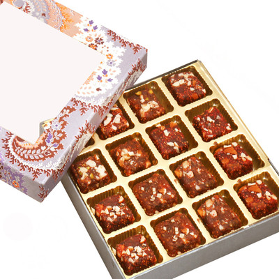 Ghasitaram Gifts Diwali Gifts - Sugarfree Sweets Blue Printed 16 pcs Sugarfree Dates and Figs Bites Box(320 g, Festive Gift Box)