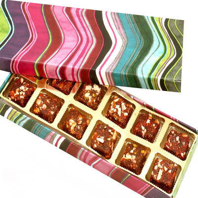 

Ghasitaram Gifts Diwali Gifts - Sugarfree Sweets Pink Printed Sugarfree Dates and Figs Bites Box(240 g, Festive Gift Box)