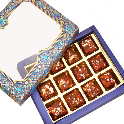 

Ghasitaram Gifts Diwali Gifts - Sugarfree Sweets Blue Print 12 pcs Sugarfree Dates and Figs Bites Box(240 g, Festive Gift Box)