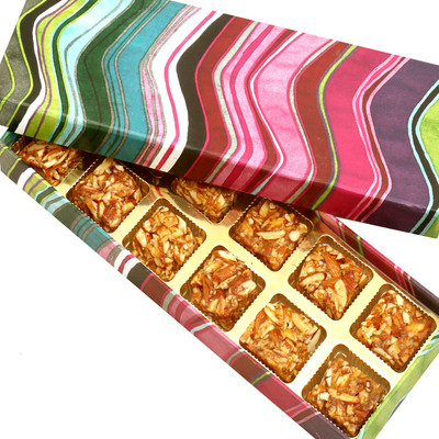 

Ghasitaram Gifts Diwali Gifts - Sugarfree Sweets- Pink Printed Roasted Almond Sugarfree Bites Box(240 g, Festive Gift Box)