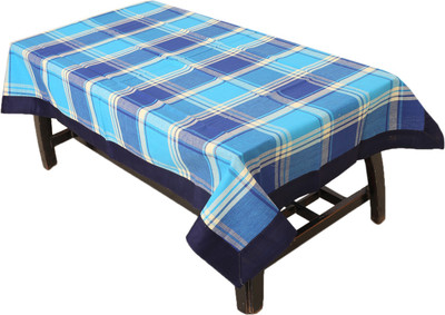 KUBER INDUSTRIES Checkered 4 Seater Table Cover(Blue, Cotton)