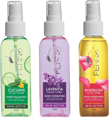 

Ferns Cucumis (Skin-Balancing) + Laventia (Skin-Hydration) + Roseblush (Skin-Refreshing) Facial Toner(100 ml)