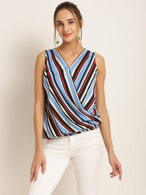 Harpa Casual Sleeveless Striped Women Multicolor Top