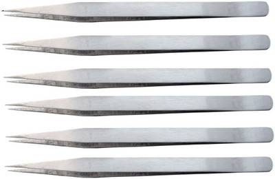 

PagKis Set of 6 Non-Magnetic Stainless Steel Tweezers - Heavy Duty for Electronic Repair & Personal Care