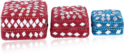 

SAMAA RING-BOX-SQUIRE-RED-003 JEWELRY BOX, RING BOX, GIFT SET Vanity Box(Red, Multicolor)
