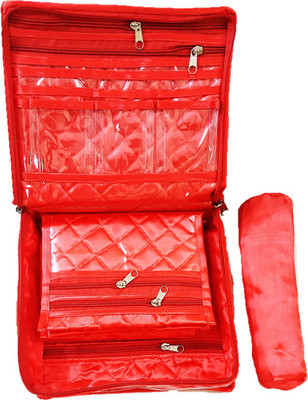

FORE TREND 8 Pocket Locker Jewellery Kit Quilted Perfect Wedding Gift (Tomato) Vanity Box(Tomato)