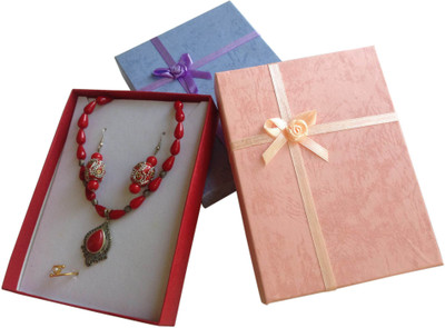 

Aumni Crafts Cardboard Jewel Set box [For Necklace Chain+Stud+Ring Gift Packing] 16x12x3cm Rectangle Random Colors (Pack of 3 pieces) Cardboard Jewel Set Box Vanity Box(Random Colors)