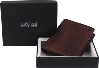 

U.S.ELK Men Formal Brown Genuine Leather Wallet(6 Card Slots)
