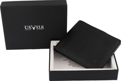 

U.S.ELK Men Formal Black Genuine Leather Wallet(8 Card Slots)