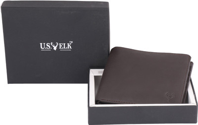 

U.S.ELK Men Formal Brown Genuine Leather Wallet(8 Card Slots)