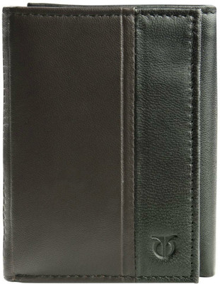 

Titan Men Casual Black Genuine Leather Wallet(6 Card Slots), Black and dark brown