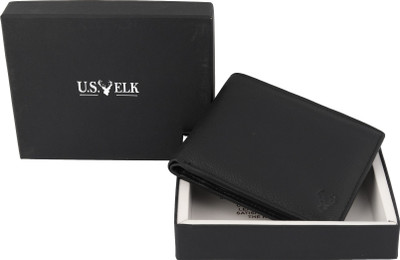 

U.S.ELK Men Casual Black Genuine Leather Wallet(6 Card Slots)