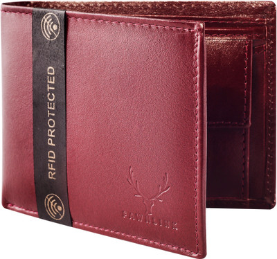 

FAWNLINK Men Casual Red Genuine Leather Wallet(3 Card Slots)