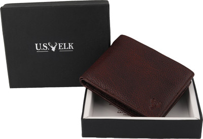 

U.S.ELK Men Formal Brown Genuine Leather Wallet(6 Card Slots)