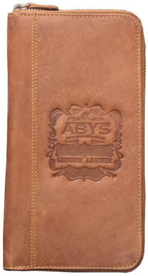 

ABYS Men Tan Genuine Leather Wrist Wallet(10 Card Slots)