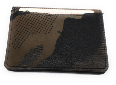 

Finetouch Men Khaki Genuine Leather Card Holder(4 Card Slots), Khaki laser print