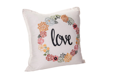 

Kanyoga Cotton Word 'Love' and Flower Embroidered Polyfill Lifestyle Cushion (41 X 41 CMS) Yoga Blocks(Multicolor Pack of 1)