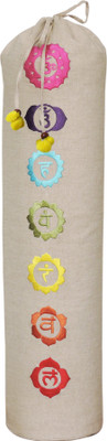 

Kanyoga 100% Cotton 7 Colorful Chakra Embroidered Yoga Mat Bag 74 L x 25 W cm- Beige Yoga Blocks(Beige Pack of 1)