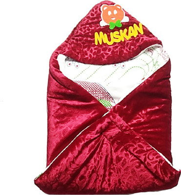 

harshvardhanmart Self Design  Hooded Baby Blanket(Woollen Blend, Maroon