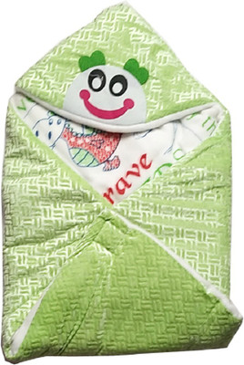 

harshvardhanmart Self Design  Hooded Baby Blanket(Woollen Blend, Light Green