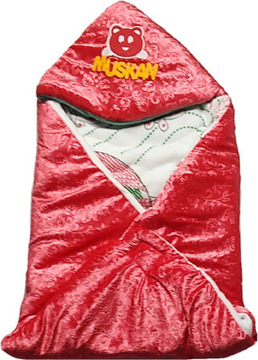 

harshvardhanmart Self Design  Hooded Baby Blanket(Woollen Blend, Red