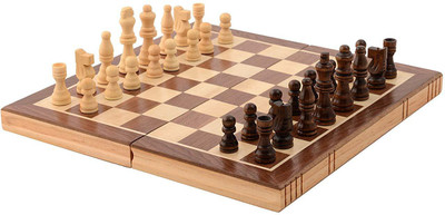 

QUINERGYS Inlaid Walnut-Style Wood Chess Set 18 inch Chess Board(Multicolor)
