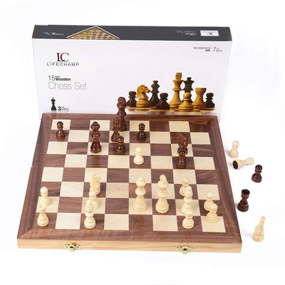 

QUINERGYS Tournament Chess Board with Inlaid Walnut and Maple Wood 15 inch Chess Board(Beige)