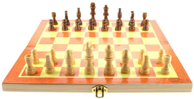 

QUINERGYS Premium Handmade Wooden Foldable Chess Game Board with Storage Slots 18 inch Chess Board(Brown)
