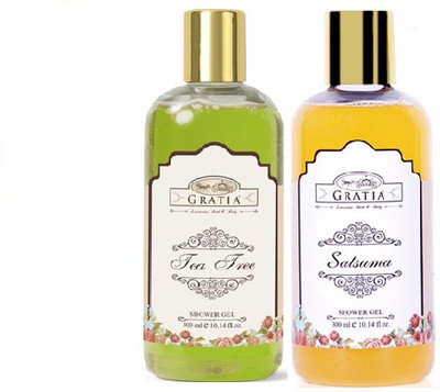 

GRATIA SHOWER GEL COMBO PACK ( 1 TEA TREE SHOWER GEL & 1 SATSUMA SHOWER GEL )(600 ml, Pack of 2)