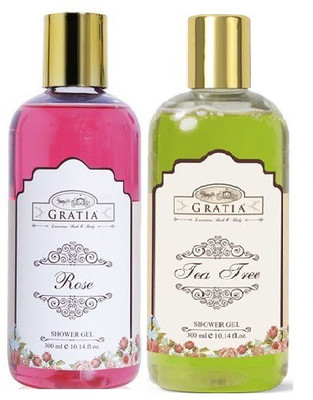

GRATIA SHOWER GEL COMBO PACK (1 ROSE SHOWER GEL & 1 TEA TREE SHOWER GEL )(300 ml, Pack of 2)