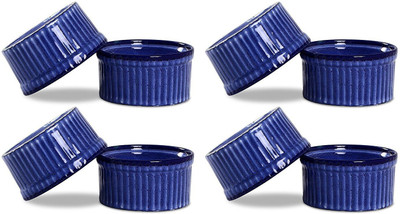 

caffeine Dessert Serving Bowl in Glossy Blue Ramekins (Set of 8) Handmade Ceramic Bowl Set(Blue, Pack of 8)