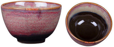 

caffeine Dining Dessert Bowl in Plum Studio Ceramic Bowl Set(Pink, Pack of 2)