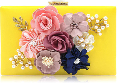 

Tooba Handicraft Party Yellow Clutch