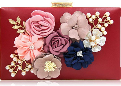 

Tooba Handicraft Party Maroon Clutch