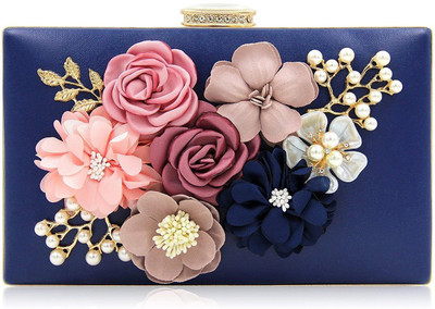 

Tooba Handicraft Party Blue Clutch