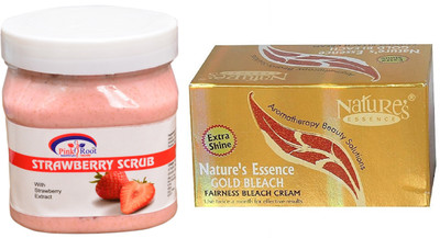 

Pink Root STRAWBERRY SCRUB 500ML WITH NATURE ESSENCE GOLD BLEACH(Set of 2)