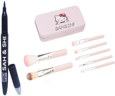 

Sah&Shi Eyeliner With Hello kitty Makeup Brushes Set of 7(Set of 2)
