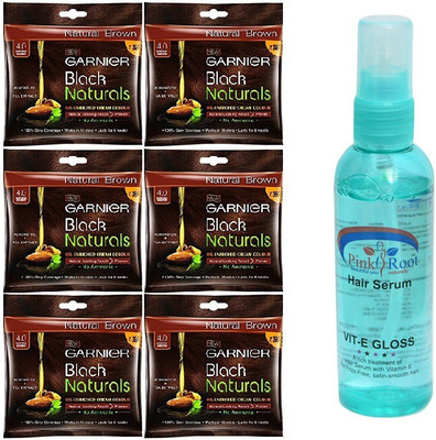 

Pink Root HAIR SERUM 100ML WITH GARNIER BLACK NATURALS 4.0 NATURAL BROWN(Set of 7)