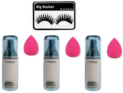 

big basket Eyelashes, Mac Matchmaster Liquid Foundation & Sponge Puff (Set of 3)(Set of 7)