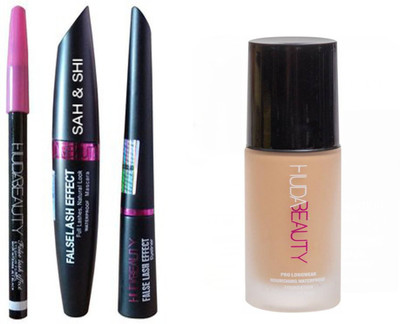 

Sah&Shi Mascara with Huda Eyeliner & Eyebrow Pencil (Set of 3) and Huda Foundation For Fair Skin(Set of 4)