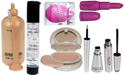 

Fancify Sponge Puff, Mac Face and Body Foundation, Brook Candy Eyeliner & Mascara, Lightful Compact, Prep+prime Pearl Gel Primer, Gambattista Valli Lipstick(Set of 7)