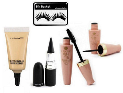 

big basket eyelashes, Select Cover Up Liquid Concealer,Stick,9 To 5 Waterproof Mascara + Liquid Eyeliner(Set of 5)