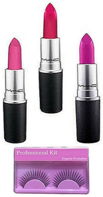

Professional kit Eyelashes,Mac Retro Matte Lipstick(Set of 4)