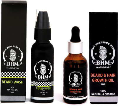 

Big Handsome Man Beard Growth Combo | Beard & Hair Growth Oil, 30ml (100% Natural & Organic) and Beard Wash, 50ml (Sulphate & Paraben Free)(Set of 2)