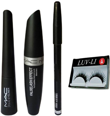 

LUV-LI PROFESSIONAL DAILY USE COMBO 1 EYE LINER, 1 MAC MASCARA, 1 EYE BROW PENCIL, 1 PAIR EYE LASHES(Set of 4)