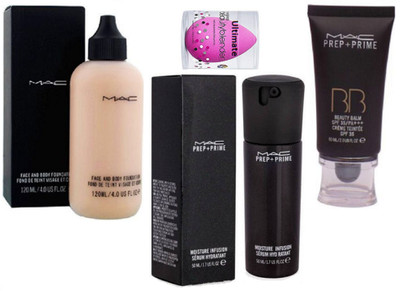 

Ultimate Sponge Puff With Face and Body Foundation, Prep+prime Infusion Serum, BB Beauty Balm Cream(Set of 4)