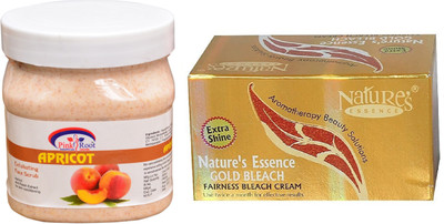 

Pink Root APRICOT EXFOLIATING FACE SCRUB 500ML WITH NATURE ESSENCE GOLD BLEACH(Set of 2)